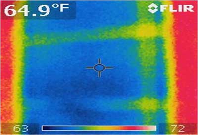 Cold spots in thermal image of a window